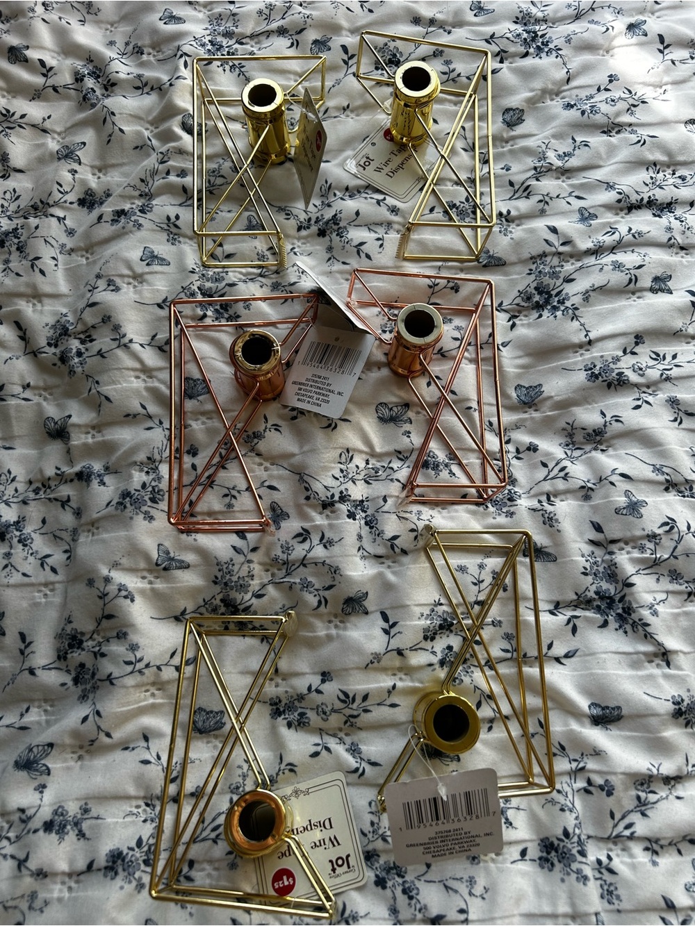 Metal Geometric tape dispensers - Gold & copper tone